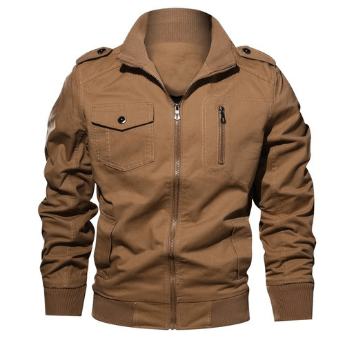 Mens camel brown utilitarian jacket 1