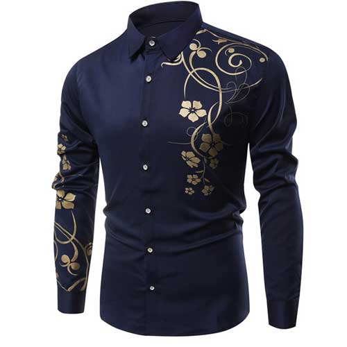 Mens luxe printed blue shirt 1