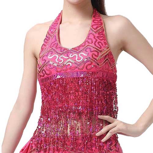 Womens pink blingy dance top 1