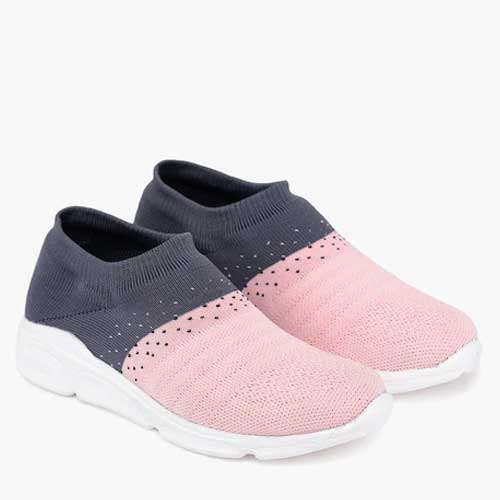 Womens pink grey casual sports shoes 1