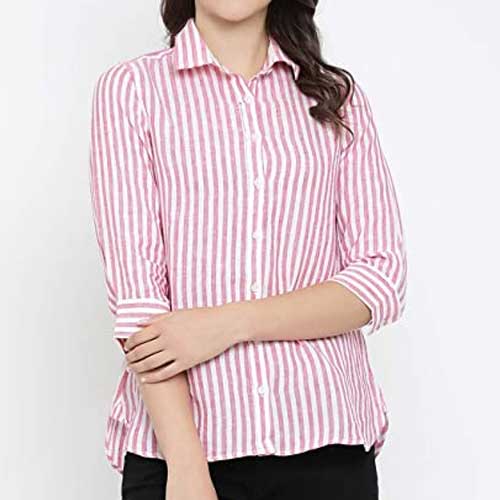 Womens pink striped shirt 1