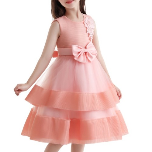 Wholesale Girl's Peach Bow Dress