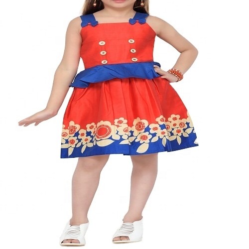 Wholesale Girl’s Red & Blue Frock