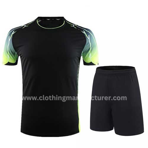 wholesale men’s black lycra tennis jersey set
