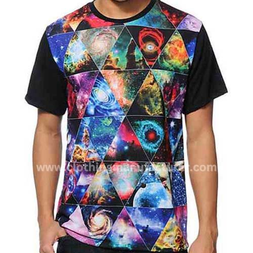 wholesale men’s galaxy print tee manufacturer