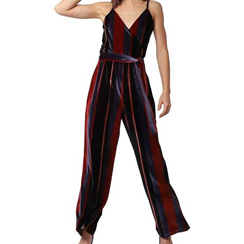 womens stiped suede jumpsuit