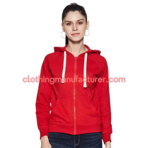 women zip up red hoodie wholesale