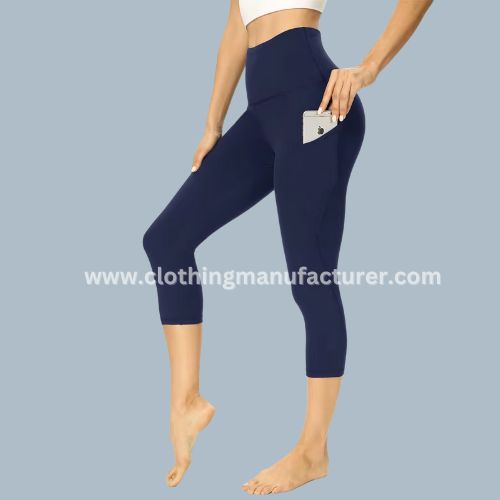 navy blue capri leggings with pocket wholesale