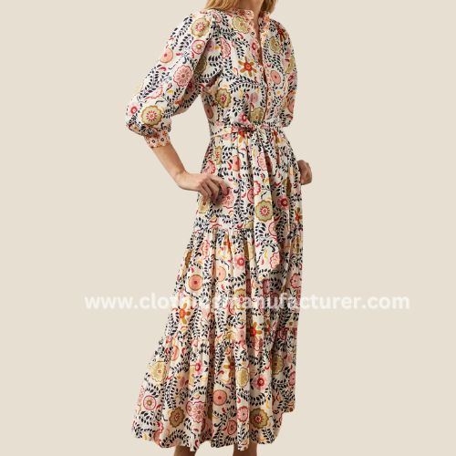 wholesale puff sleeve maxi dress manufacturer