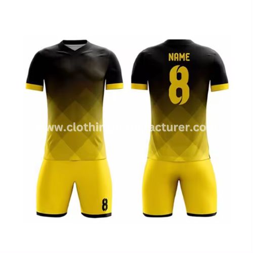 black and yellow sublimated soccer jersey wholesale