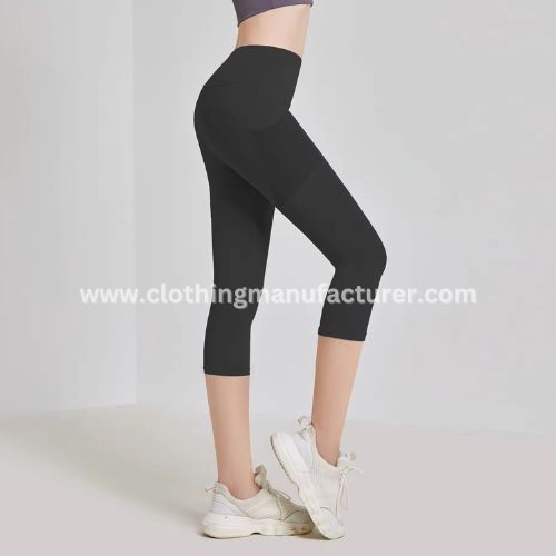 black polyester running capri wholesale