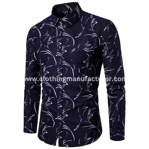 men blue & white floral shirt wholesale