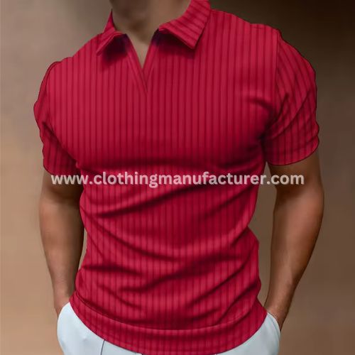 men red zipper printed polo t shirts wholesale