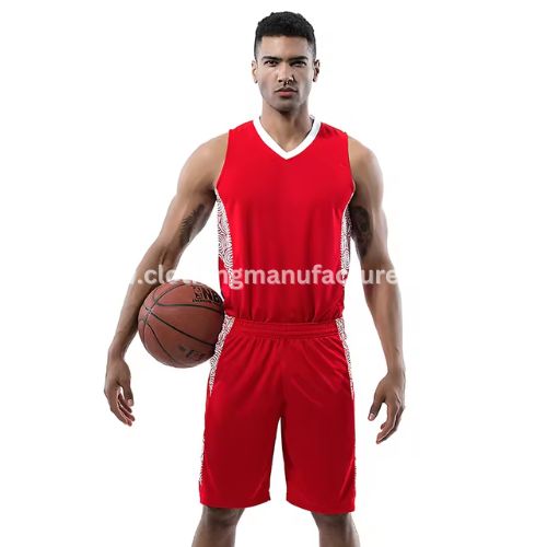 wholesale v neck basketball red jersey for men