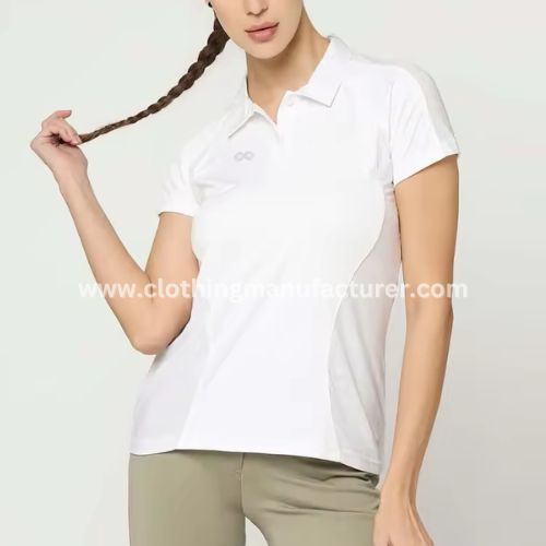 wholesale white active polo shirt for women