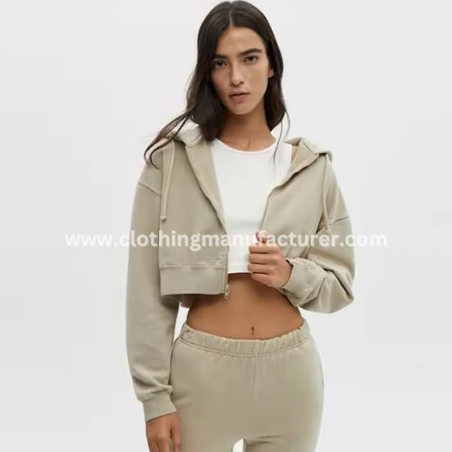 women cropped zip up hoodie wholesale