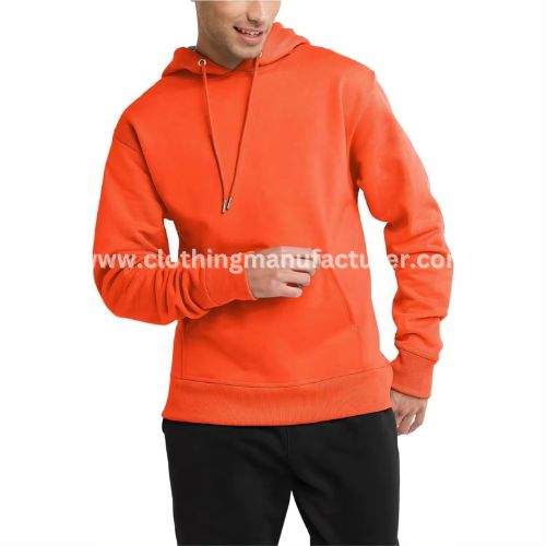 men orange polyester hoodie wholesale