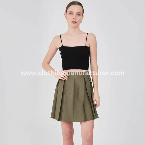 women green pleated skirt wholesale