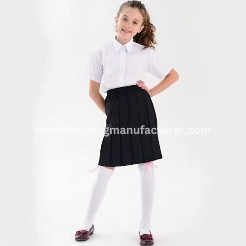 girls school uniform white shirt & black skirts manufacturer