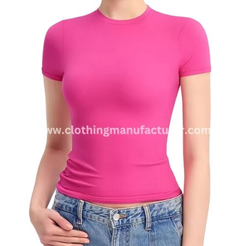 Women's O-Neck Pink T Shirt Wholesale