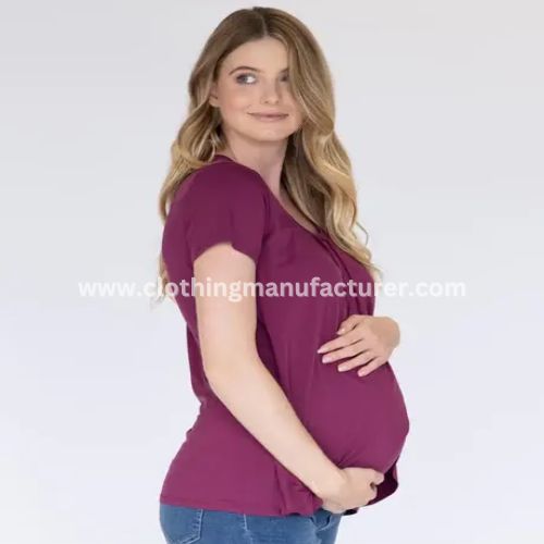 Cotton Short Sleeve Maternity Nursing Tops Manufacturer