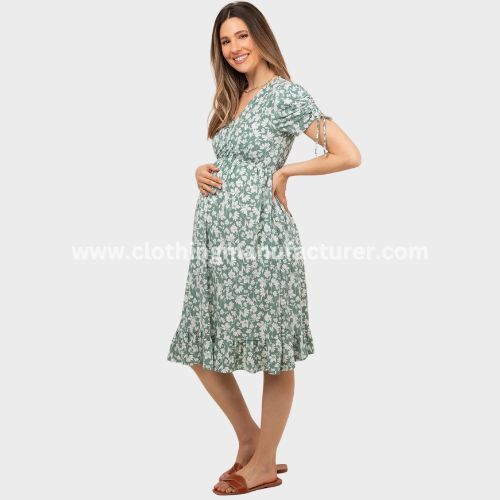 Floral Printed Polyester Maternity Dress Manufacturer