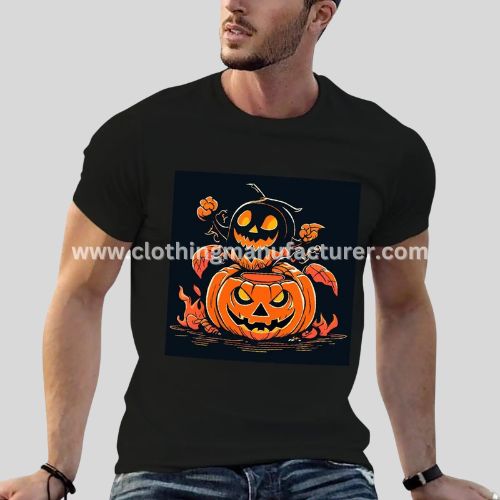 Men's Halloween Pumpkin Face T Shirt Wholesale