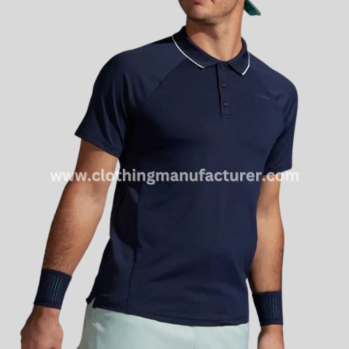 Men's Navy Blue Short Sleeved Tennis Polo Shirts Manufacturer