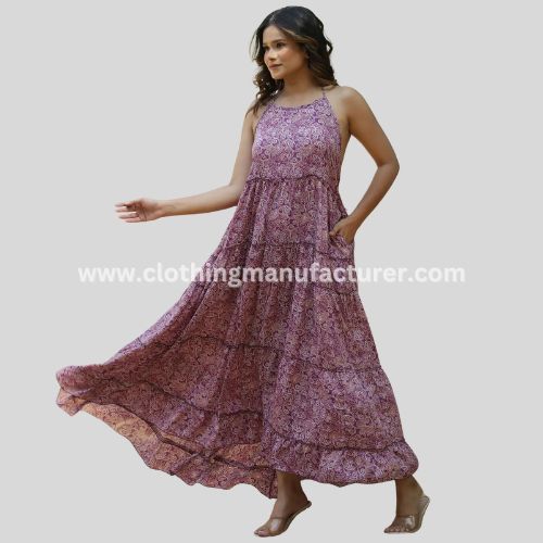Multi Floral Silk Maxi Dress Manufacturer