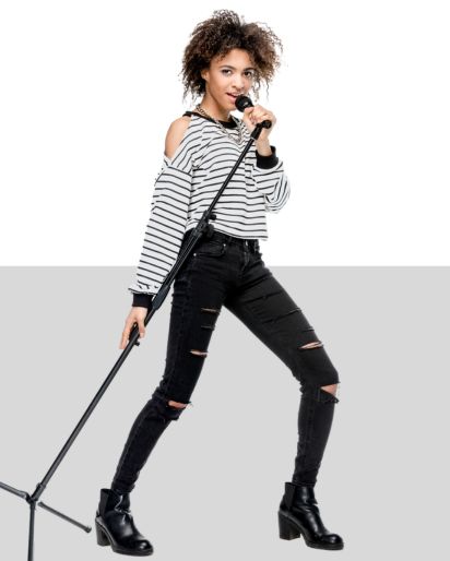 Striped Cold Shoulder Top With Black Denim Pants Wholesale