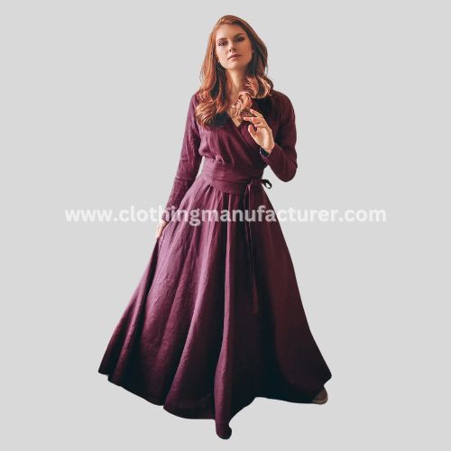 plum purple wedding guest long sleeve maxi dress manufacturer