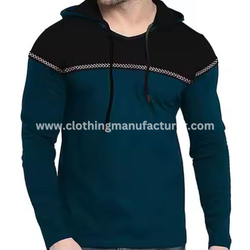 Men Blue & Black Casual Hoodie Manufacturer