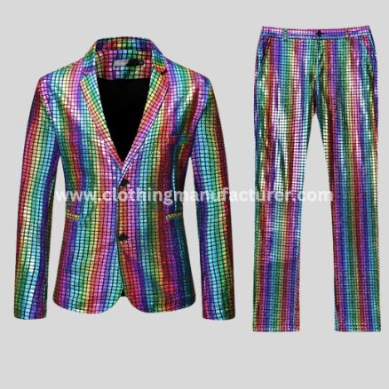 men rainbow plaid party suit manufacturer