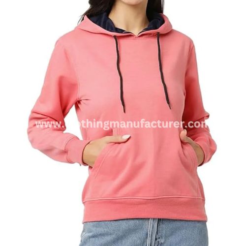 Women Breathable Cotton Pink Hoodie in Bulk