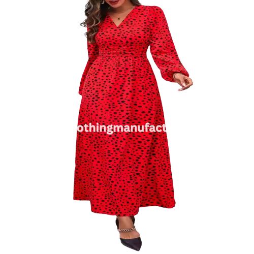 Valentine Day V Neck Long Sleeve Maxi Dress Manufacturer