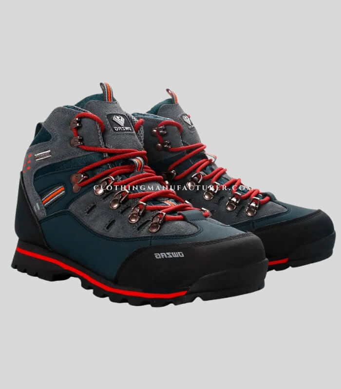 dark blue and orange colored hiking shoes manufacturer