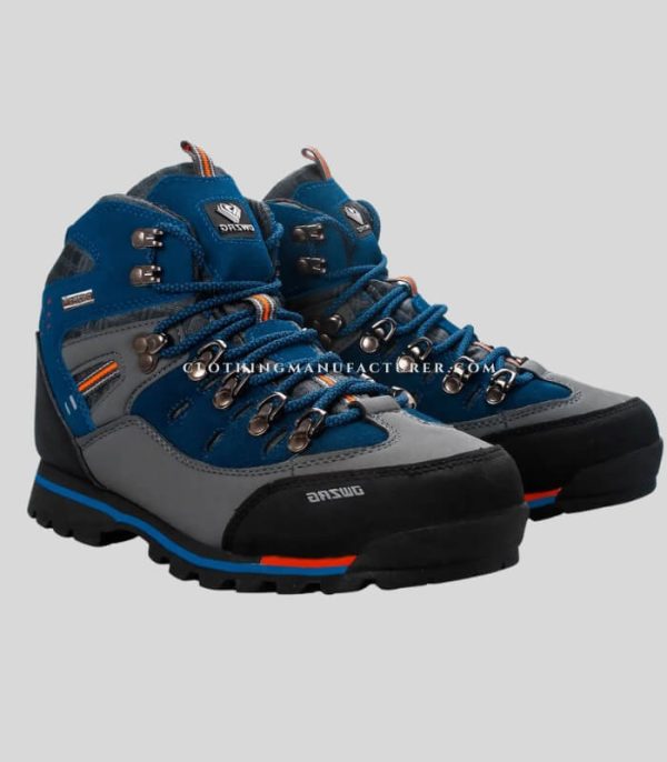 grey and royal blue colored hiking shoes in bulk