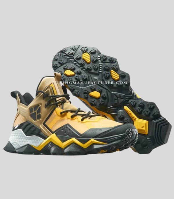 khaki and black colour breathable hiking shoes manufacturer