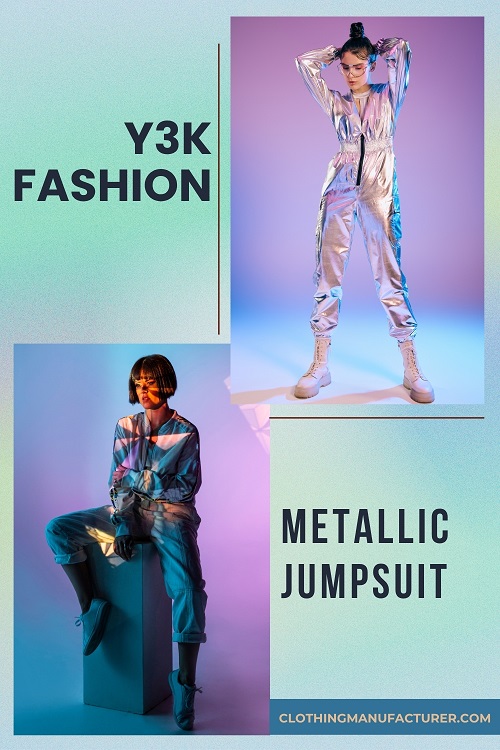 Metallic Jumpsuit Y3k Fashion metallic jumpsuit y3k fashion
