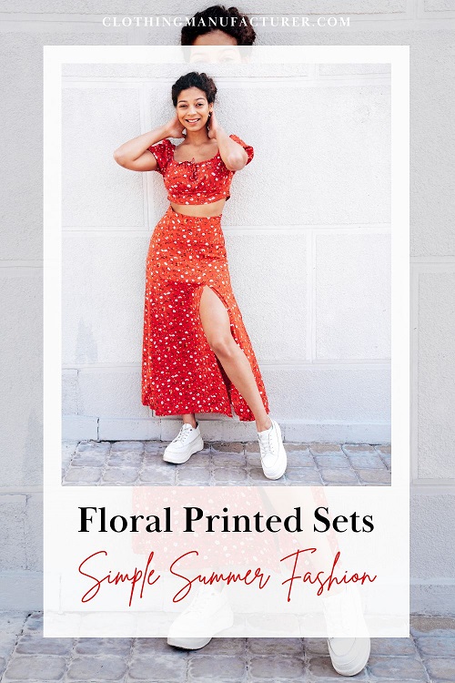 white label simple summer floral printed sets