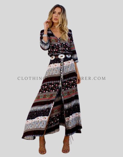button up split boho dress manufacturer