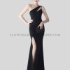one shoulder evening dress manufacturer