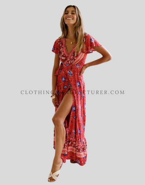 side split long boho dress in bulk