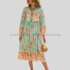 custom tassel tie neck boho dress
