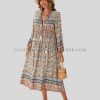 wholesale tassel tie neck boho dress