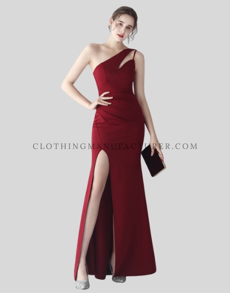 one shoulder evening dress supplier