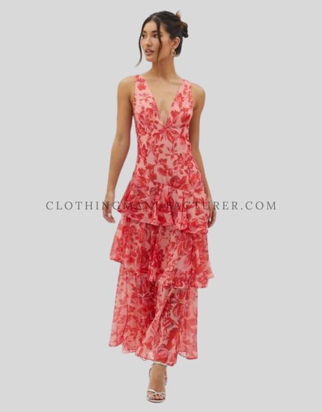 pleated chiffon boho dress supplier
