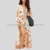printed boho dress with collar supplier