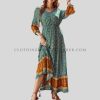 printed ruffle boho dress supplier