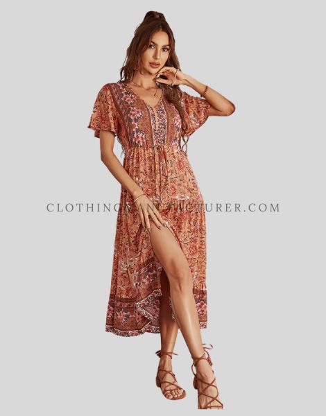 split thigh boho dress supplier